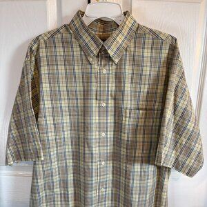 Share Roundtree & Yorke Mens Short Sleeve Button Down Shirt Sz L Plaid